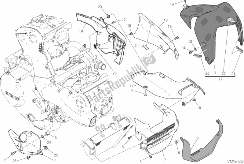 All parts for the Half Fairing of the Ducati Monster 1200 S Brasil 2017